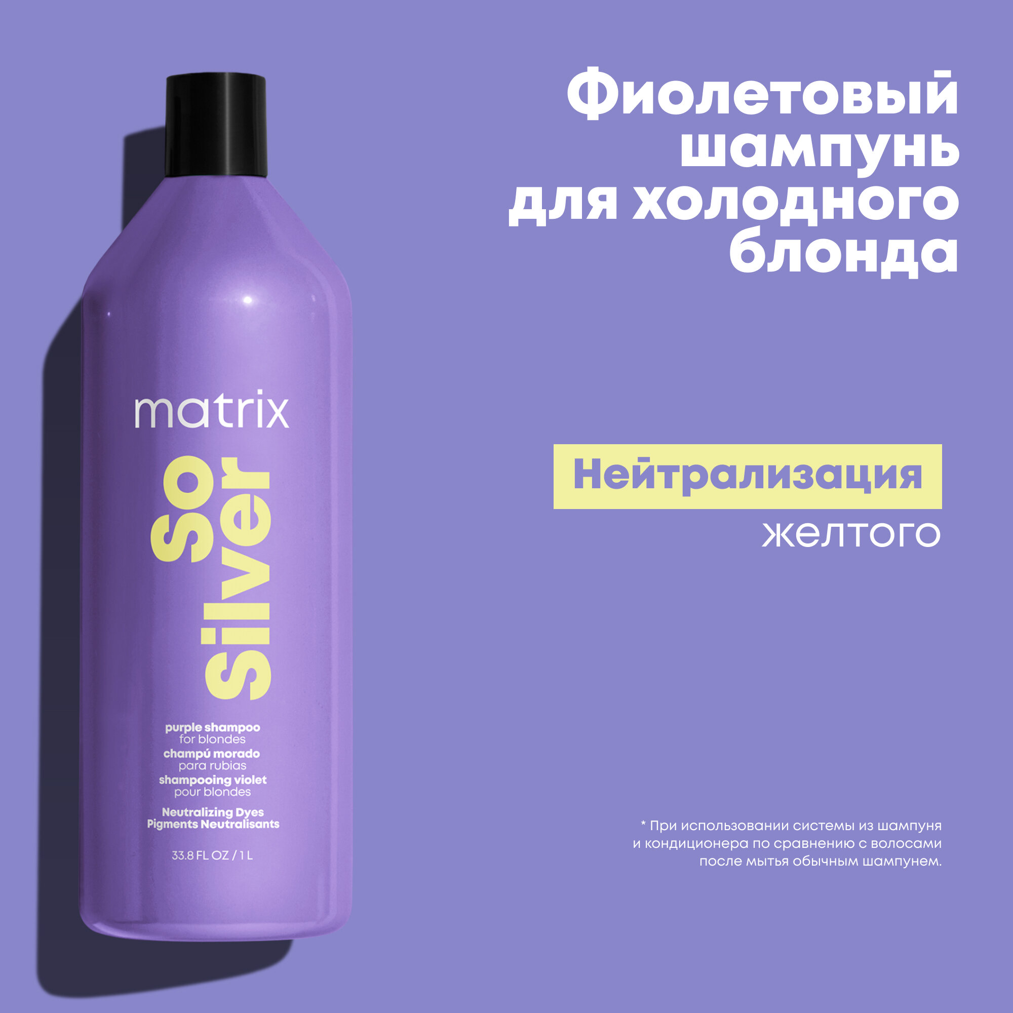 Шампунь нейтрализующий желтизну MATRIX COSMETICS Matrix Total results So Silver, 1 л