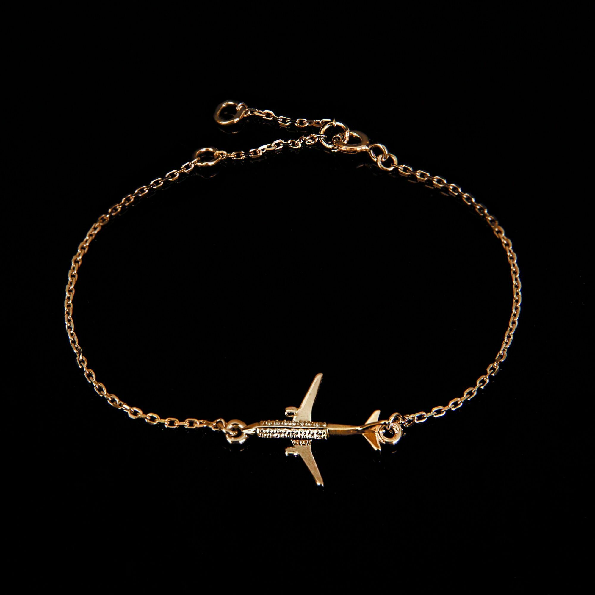 Браслет-цепочка Avia Gift, серебро, 925 проба, золочение, фианит