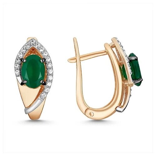 Серьги из золота с зелёным агатом