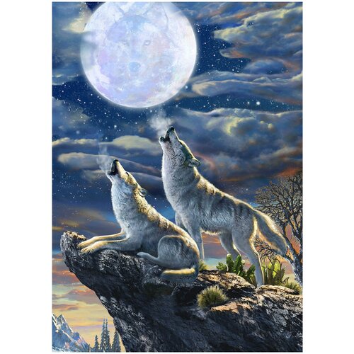 Картина по номерам на подрамнике 40х50см фэнтэзи волки пейзаж VA-2946