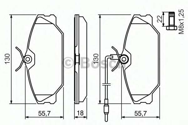 Передние колодки Bosch 0986461765 с интегрированным контактом датчика износа