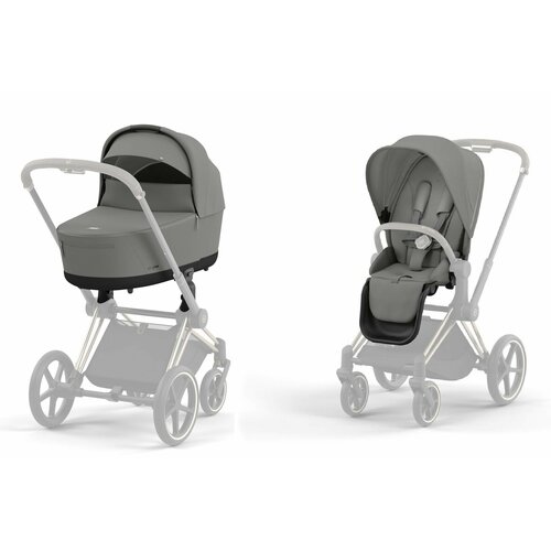 Детская коляска NEW Cybex Priam IV 2 в 1 Mirage Grey шасси Chrome Brown