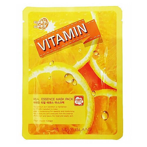 Тканевая маска для лица May Island витамин C - Real Essence Vitamin Mask Pack, 25 мл