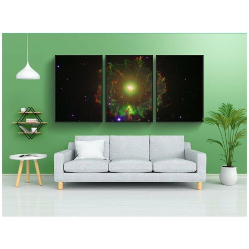 фото Набор модулных постеров для интерьера "туманность кошачий глаз, ngc 6543, планетарная туманность" 60x90 см. в тубусе, без рамки lotsprints