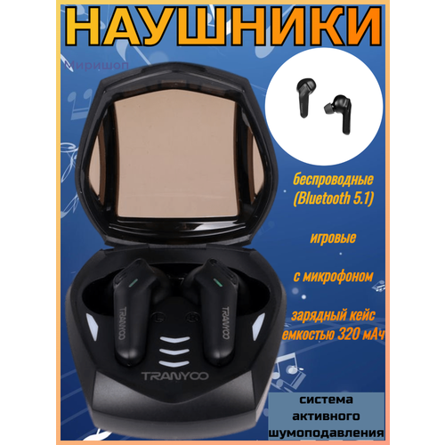 Беспроводные игровые наушники с микрофоном Tranyoo T-M18 черные 330000₽