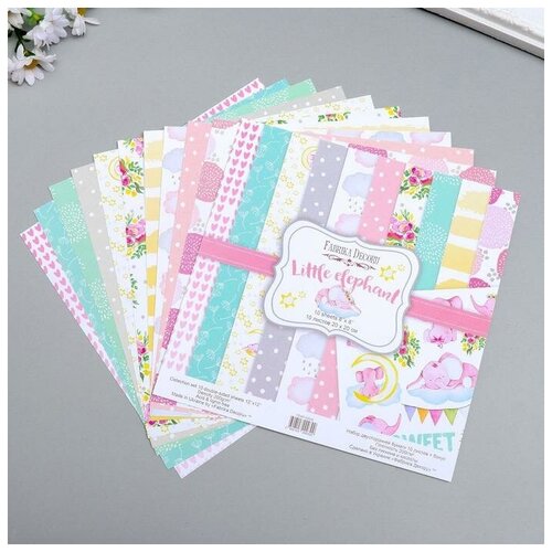 фото Набор бумаги для скрапбукинга "little elephant" 10 листов, 20х20 см mikimarket