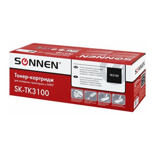 Тонер-картридж лазерный SONNEN (SK-TK3100) для KYOCERA FS-2100/FS-2100DN/ECOSYS M3040dn/M3540dn, ресурс 12500 стр, 364088 картридж cactus cs tk3100 для kyocera ecosys fs 2100 черный