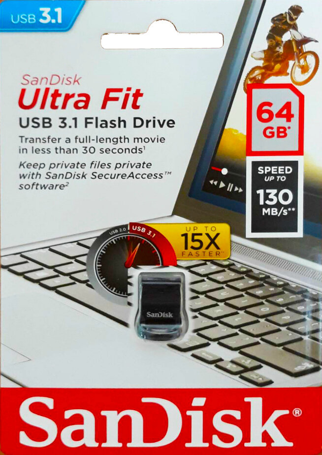 SANDISK Флешка 64Gb SanDisk Cruzer Ultra Fit USB3.1