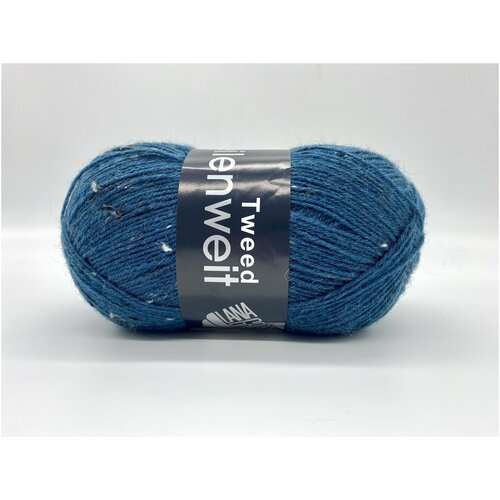 Пряжа для вязания Lana Grossa Meilenweit 100 TWEED, цвет 112 (темно-синий), 100 гр, 420 метров