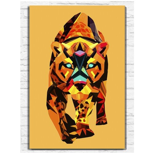 Картина по номерам на холсте лоу поли тигр (леопард, лев) - 9358 В 60x40 картина по номерам на холсте лоу поли сова филин 9359 в 30x40