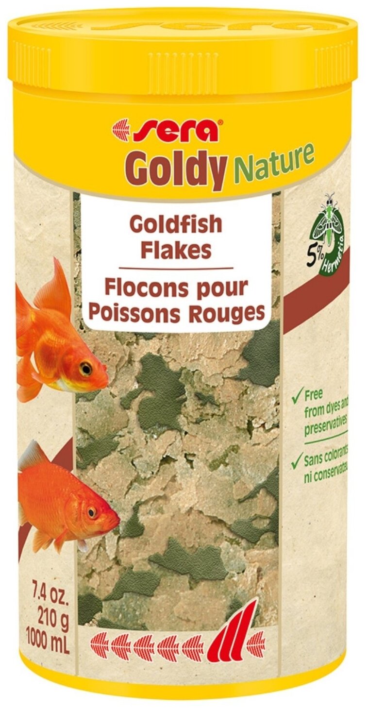 Корм сухой в хлопьях Sera Goldy Nature для золотых рыб, 1000 мл, 210 гр - фотография № 5