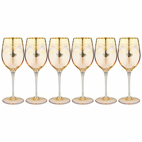 Набор бокалов для вина из 6 штук Art Decor Amalfi ambra oro, 380 мл (326-086)
