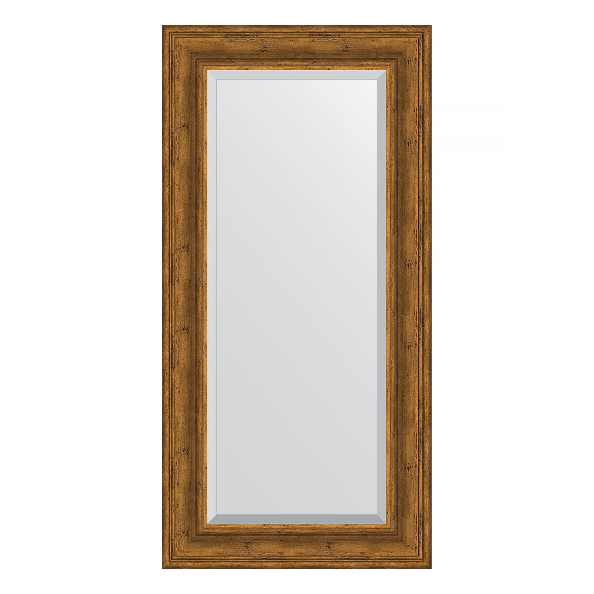 Зеркало настенное с фацетом EVOFORM в багетной раме травленая бронза, 59х119 см, для гостиной, прихожей, кабинета, спальни и ванной комнаты, BY 3498