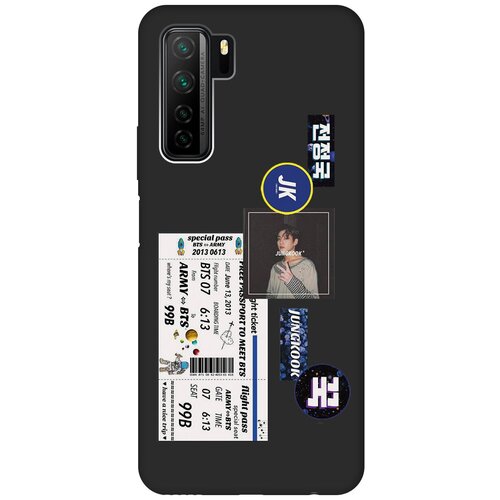 Матовый чехол BTS Stickers для Honor 30S / Huawei Nova 7 SE / Хонор 30с с 3D эффектом черный матовый чехол hockey w для honor 30s huawei nova 7 se хонор 30с с 3d эффектом черный