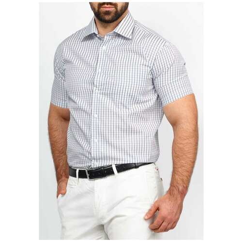 фото Рубашка мужская короткий рукав casino c225/0/7702/z, полуприталенный силуэт / regular fit, цвет голубой, рост 174-184, размер ворота 39