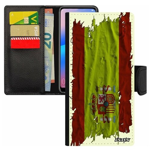 фото Чехол-книжка на смартфон xiaomi redmi 6a, "флаг испании на ткани" государственный патриот utaupia