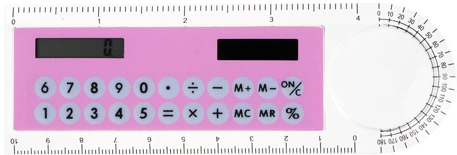 Калькулятор-линейка на солнечной батарее 8-разрядный с лупой и транспортиром для школы и офиса портативный карманный маленький