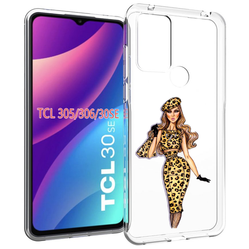 чехол mypads девушка в платье красивая женский для tcl 30 tcl 30 5g tcl 30 plus задняя панель накладка бампер Чехол MyPads леопардовое платье женский для TCL 30SE / TCL 305 / TCL 306 / TCL 30E задняя-панель-накладка-бампер