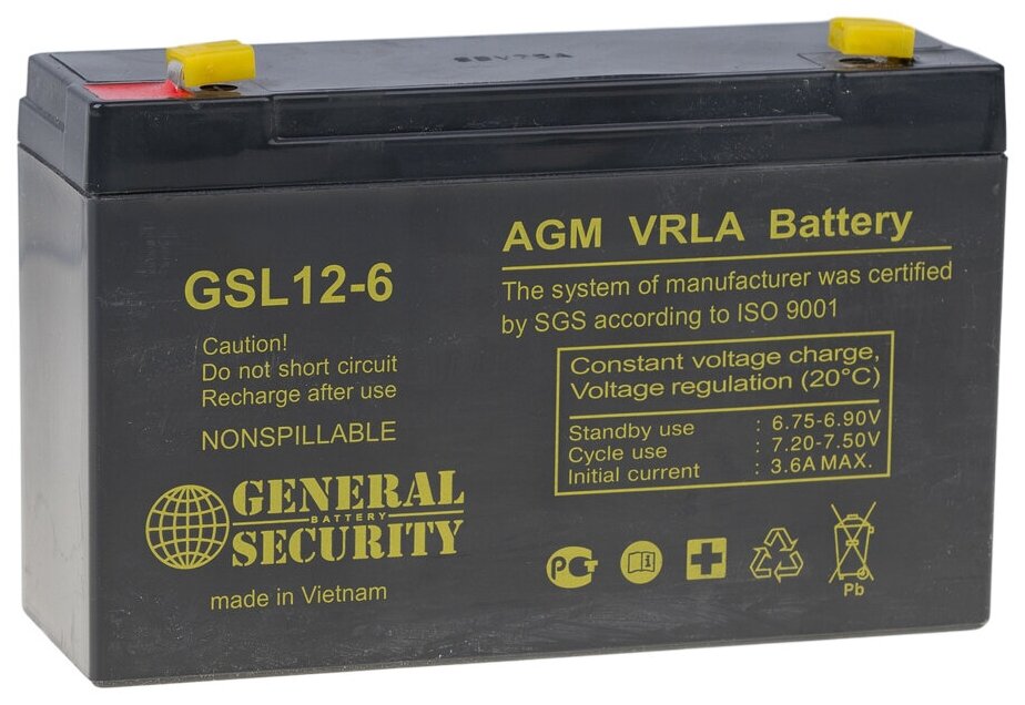 АКБ General Security GSL 12-6 (6 В 12 Ач / 6V 12Ah)