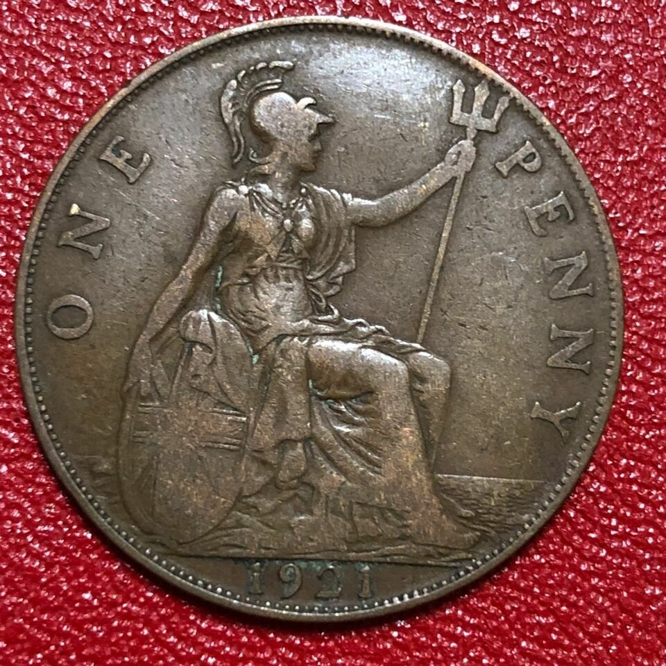 Монета Великобритания 1 Пенни 1921 год. Георг V # 5-10