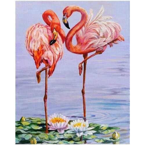 Вышивка крестиком 46х56 - Два флиминго в озере