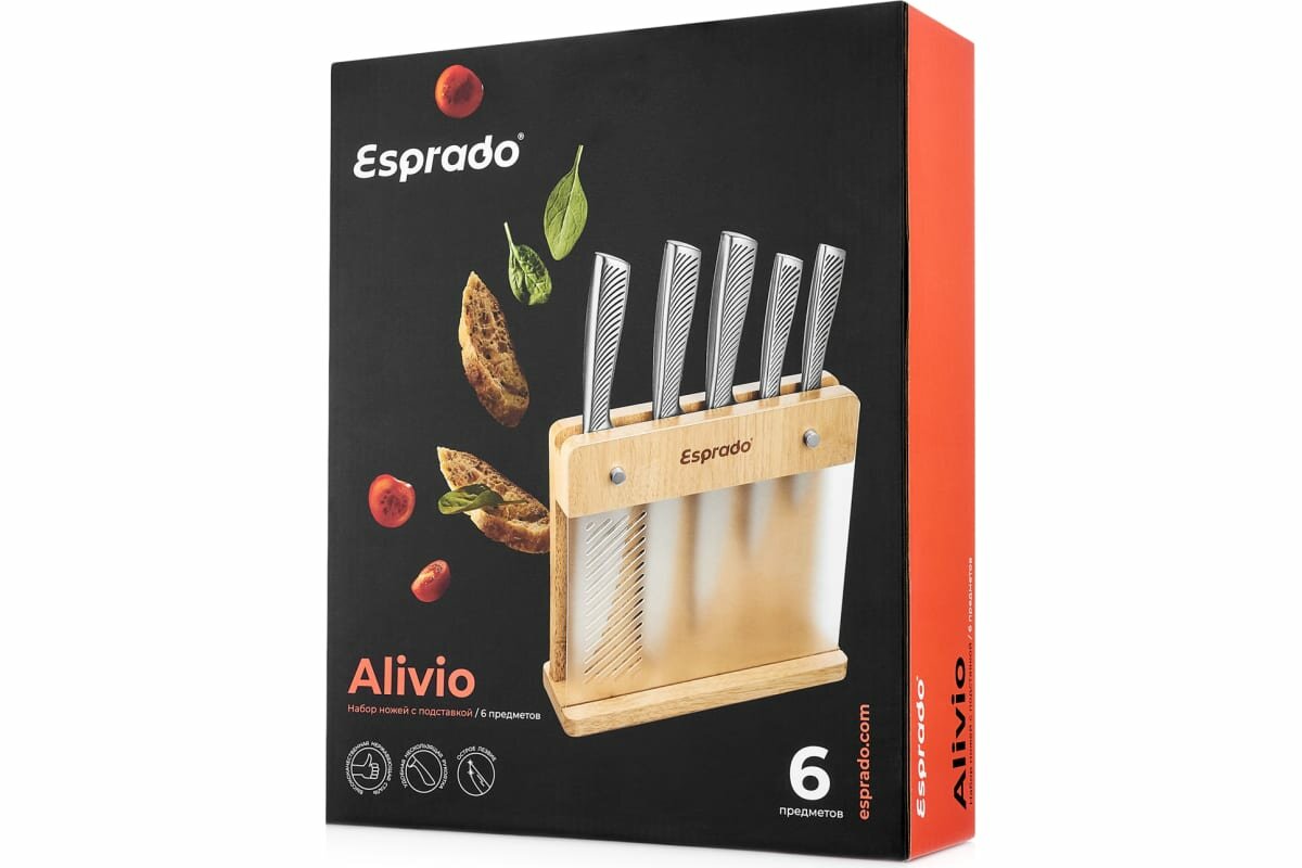 Esprado Набор ножей 5 шт с подставкой, Alivio, ALVSMSE506 - фотография № 7