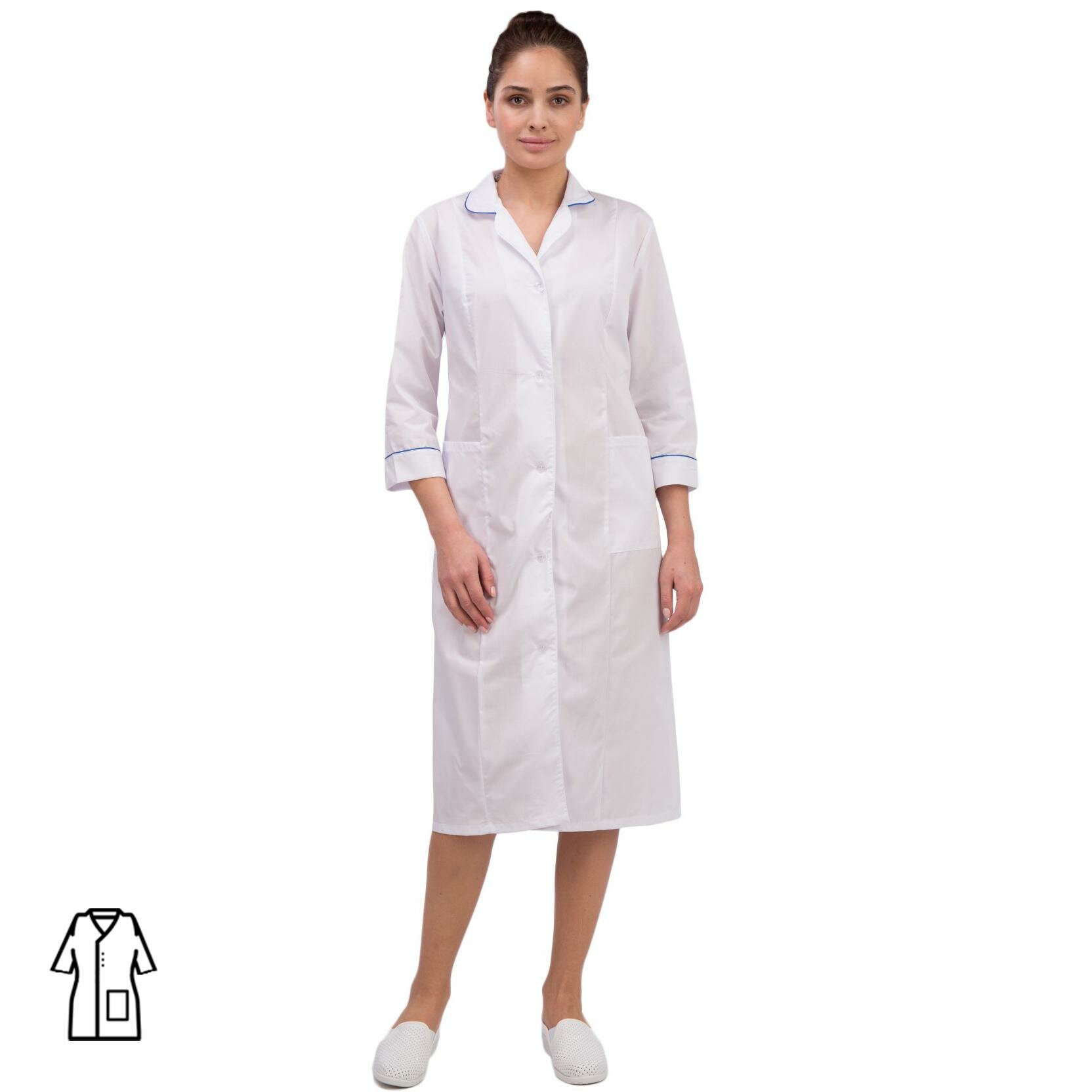 фото Халат медицинский женский м02-ХЛ белый (размер 44-46, рост 158-164)