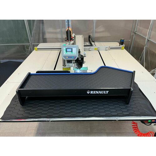 Стол в кабину с ящиком Черная экокожа Синий ромб Синяя труба 8771₽