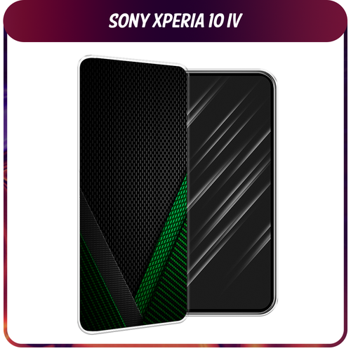 Силиконовый чехол на Sony Xperia 10 IV / Сони Иксперия 10 IV Зеленый карбон силиконовый чехол на sony xperia 10 iv сони иксперия 10 iv горящие карты