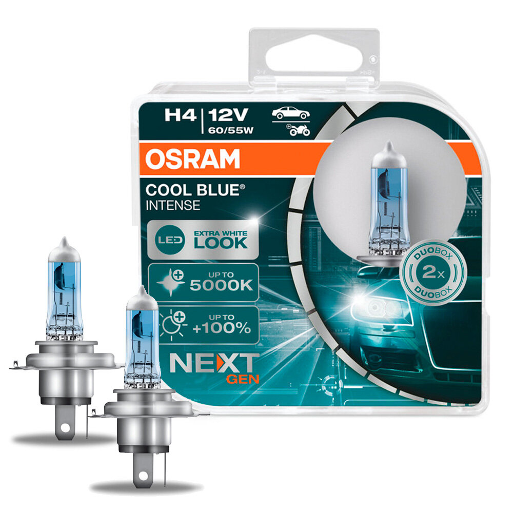 Комплект Ламп H4 12v 60/55w P43t Cool Blue Intense (Next Generation) 5000к 2шт Osram арт. 64193CBN-HCB