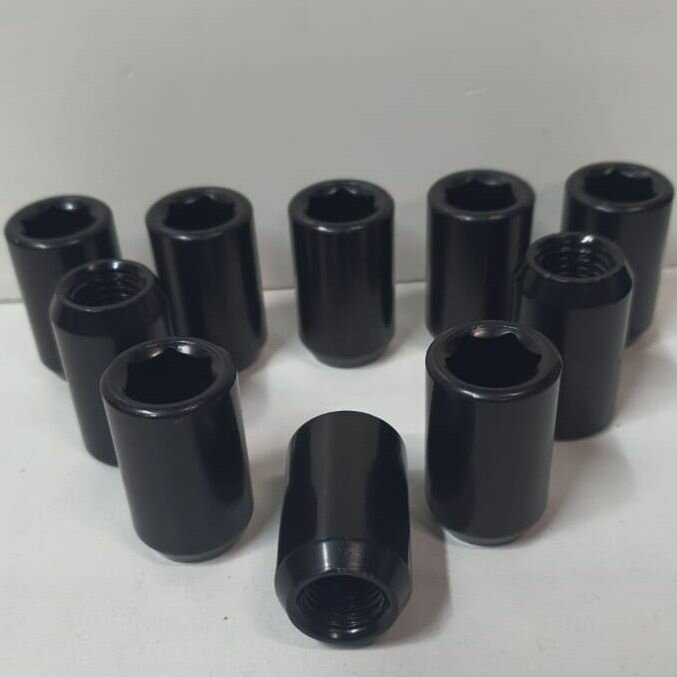 фото Гайка колёсная 12x1,5x32, конус, чёрные, под внутренний ключ, 10 штук