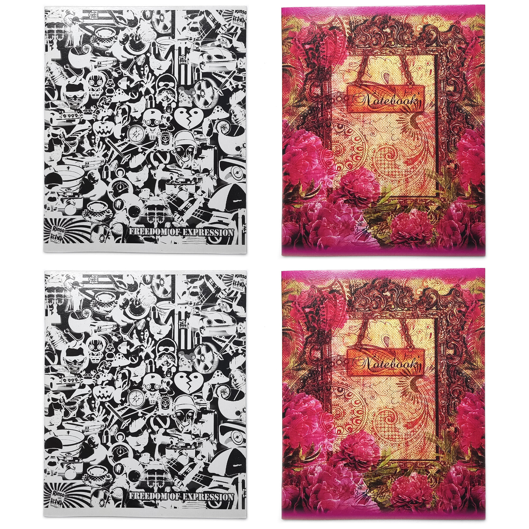 Тетради Freedom of Expression + Flower NoteBook, 48 листов, в клетку, 4 штуки в наборе.