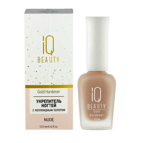 IQ Beauty, Укрепитель ногтей с коллоидным золотом Бежевый с мерцанием 12,5 мл iq beauty укрепитель для ослабленных и ломких ногтей с коллоидным золотом gold hardener rose 12 5мл