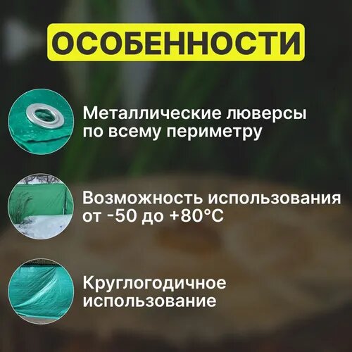 Тент строительный тарпаулин 3х6 м зеленый/серебро