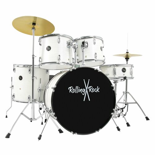 Ударная установка Rolling Rock JR-2225C Ashen (Полный комплект с тарелками и стулом) белый