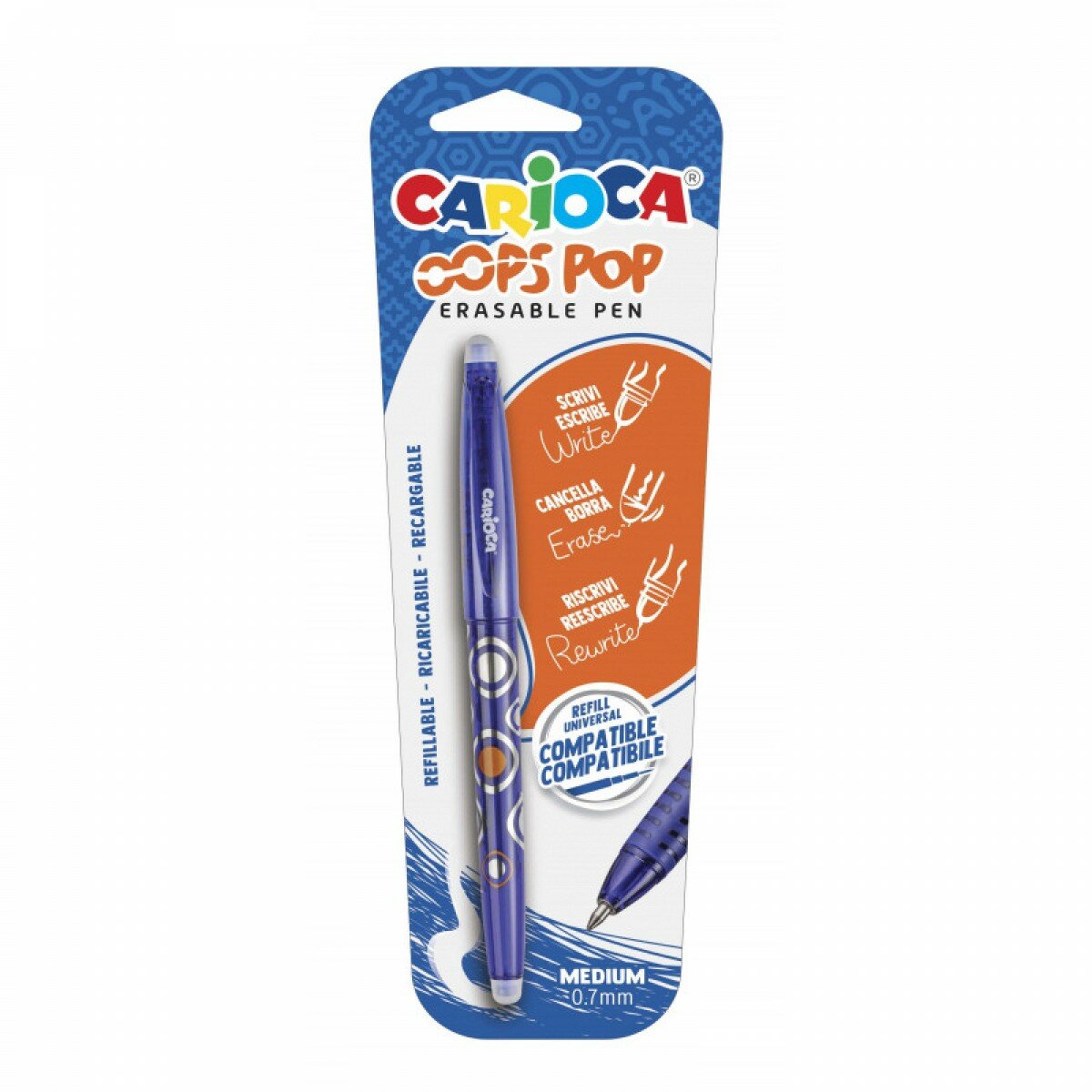 Carioca Ручка шариковая пиши-стирай OOPS Pop d 1 мм 0.7 мм 41044/02 синий