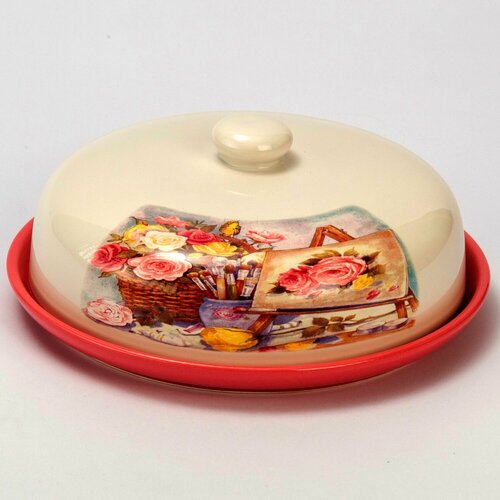 Блюдо для блинов с крышкой Акварель