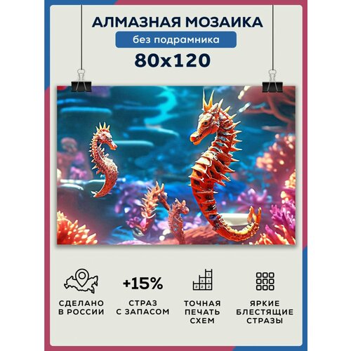 Алмазная мозаика 80x120 Морской конек без подрамника