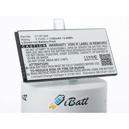 Аккумуляторная батарея iBatt 1150mAh для C11P1404 аккумулятор ibatt ib b1 m1323 1150mah для asus c11p1404