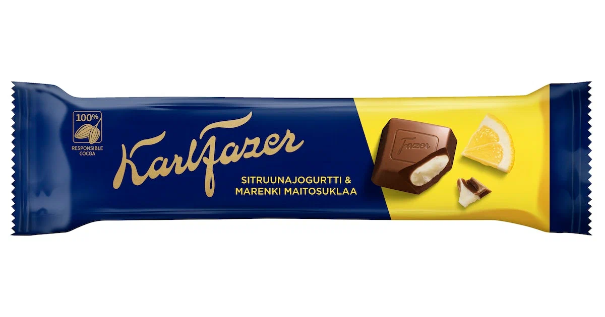 Шоколадные батончики Karl Fazer с начинкой лимонный йогурт, 37г (Финляндия)