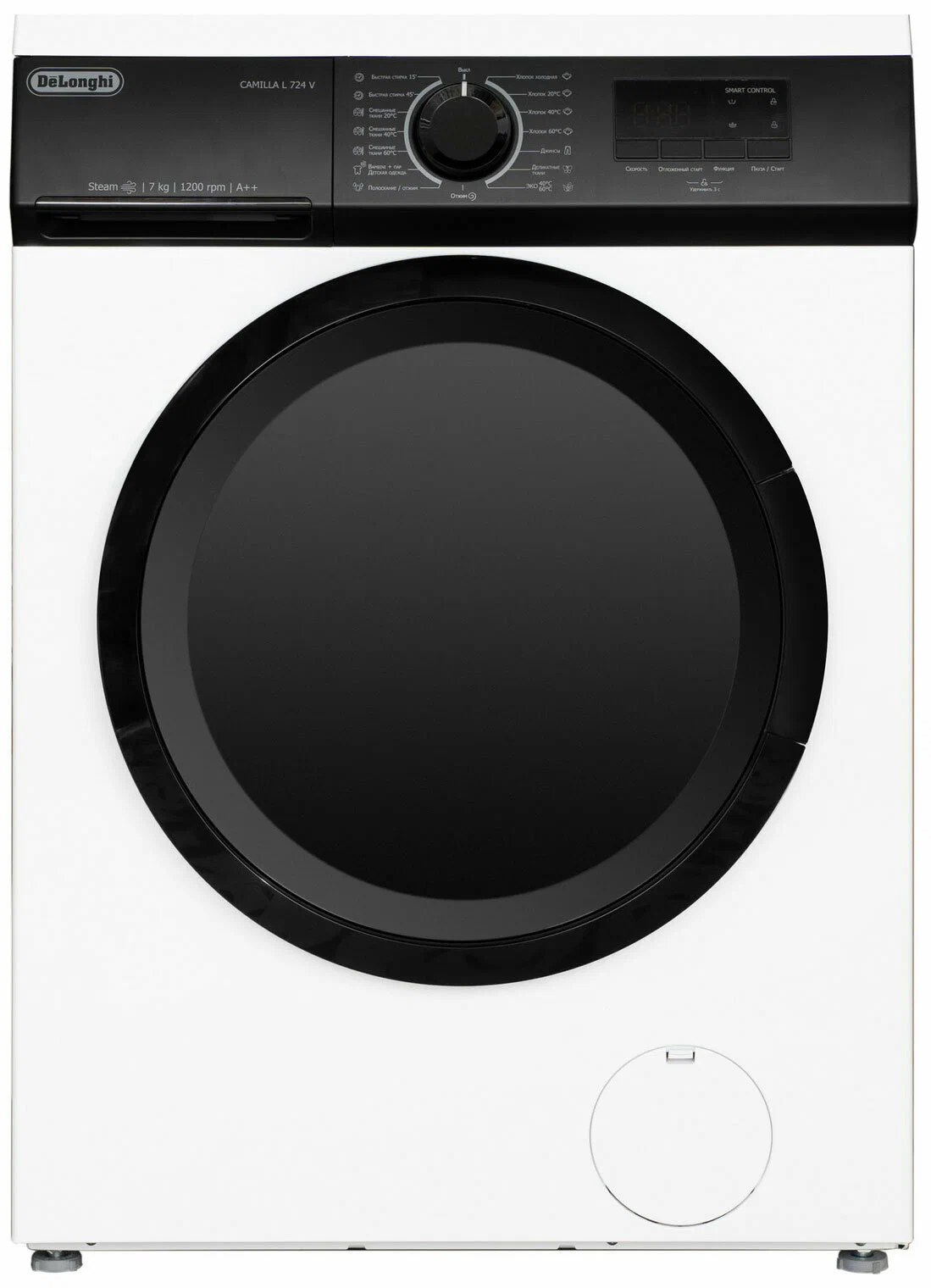 Стиральная машина Delonghi CAMILLA L 724 V, 7 кг, Slim, 15 программ, LED дисплей, фронтальная загрузка, 1200 об/мин