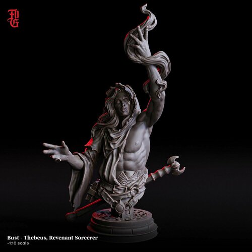 Миниатюра D&D 'Бюст - Тебеус, колдун-возмездия' масштаб 32 мм (DnD, Dungeons & Dragons, ДнД, Подземелья и Драконы, Pathfinder)
