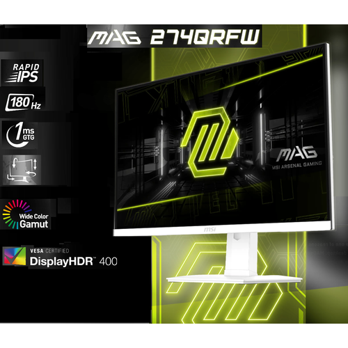 27 Монитор игровой MSI MAG 274QRFW IPS 2560x1440 180Hz белый 5199800₽