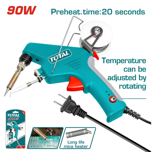 Паяльник электрический с регулировкой температуры 90W автоподача припоя TOTAL 134900₽