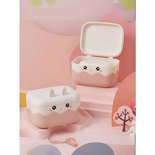 Мыльница с крышкой пластиковая для ванной комнаты Bunny pink 333₽