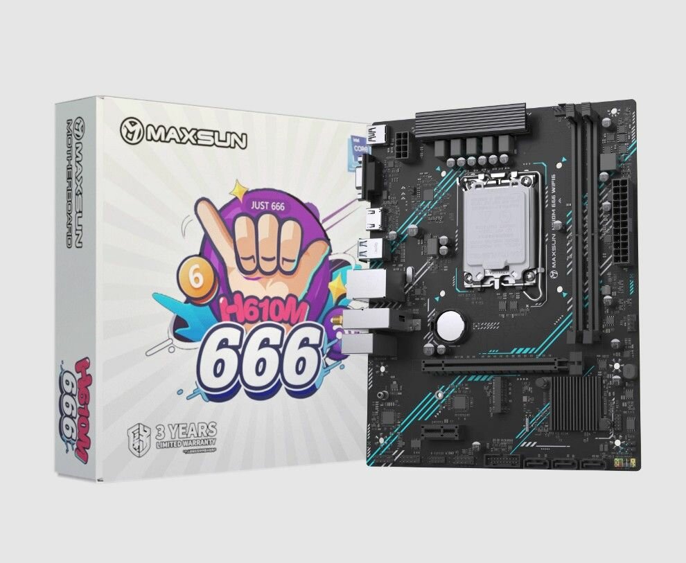 Материнская плата Maxsun MS-H610M 666 WIFI 1700, H610, 2xDDR4