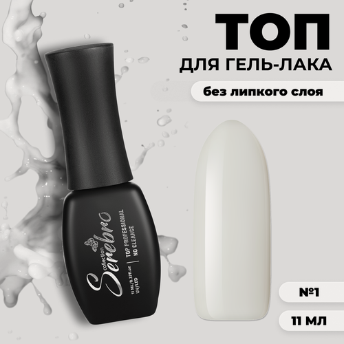 Изображение товара Топ для ногтей цветной Serebro финиш для гель-лака, глянцевый закрепитель, молочный, 11 мл