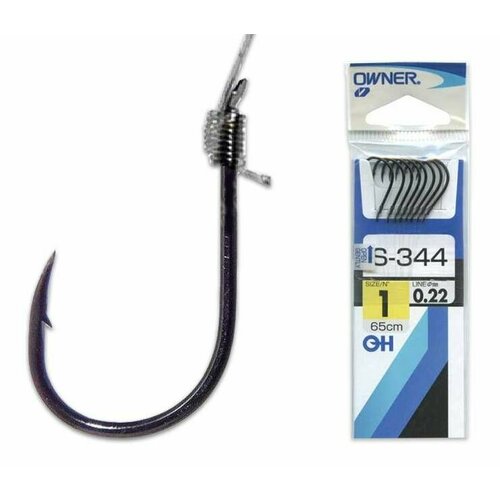 Крючки рыболовные с поводками Owner S-344 (56913) № 01 d 0.22 (8шт)
