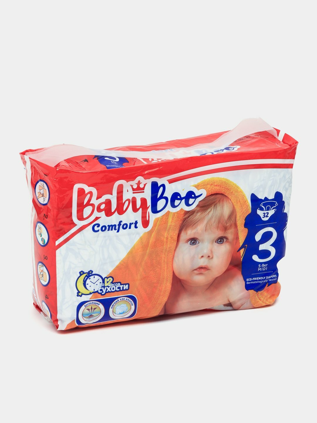 Подгузники BabyBoo "Comfort-3", 32шт, размер 3, для детей 5-9кг, гипоаллергенные