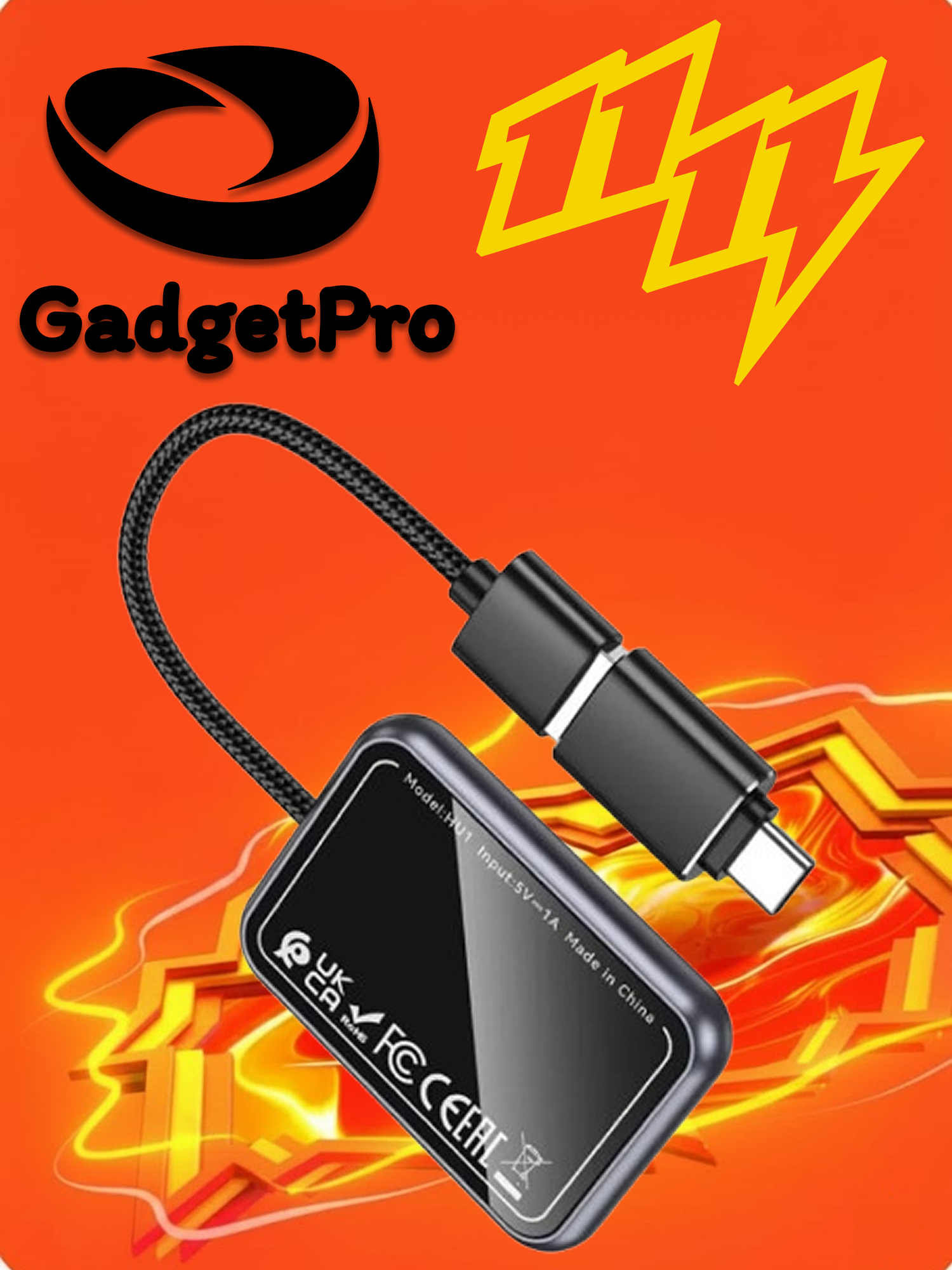 Адаптер Hoco HU1 для беспроводного CarPlay, автоадаптер USB-A/Type-C, алюминий, Wi-Fi, Bluetooth